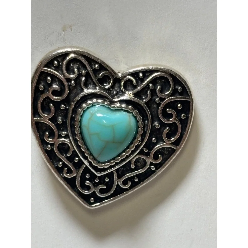 #9.  Western-style Faux Turquoise Heart Post Earrings